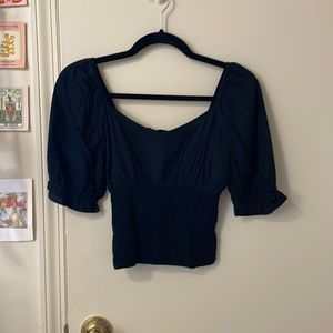 Abercrombie and fitch black puffed sleeve smock top